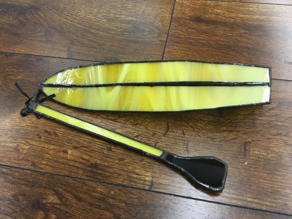 Handmade Yellow Streak SUP Stained Glass Ornament Ornament