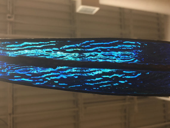 Handmade Textured Cobalt Blue Green SUP Stained Glass Ornament Ornament