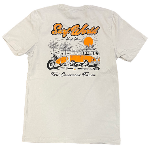 Surf World VW Bus Tee Florida - Light Beige Grey Mens T Shirt