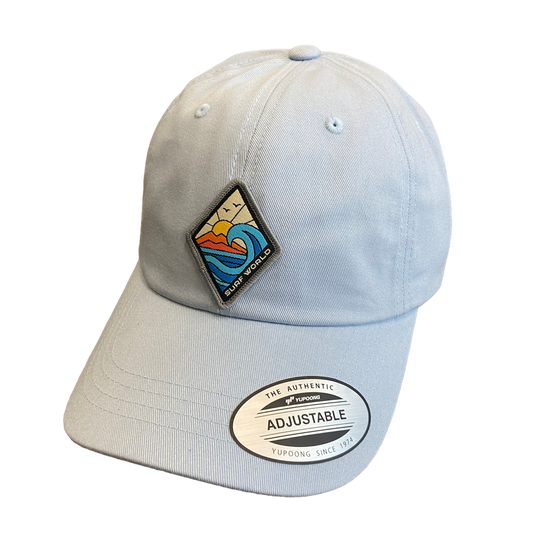 Surf World Sunset Waves Dad Hat - Light Blue / Grey Hats Light Blue