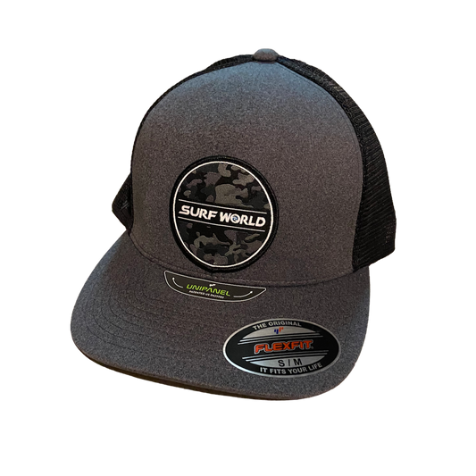 Surf World Flex Fit Uni Panel Camo Circle Hat - Heather Black Mens Hat