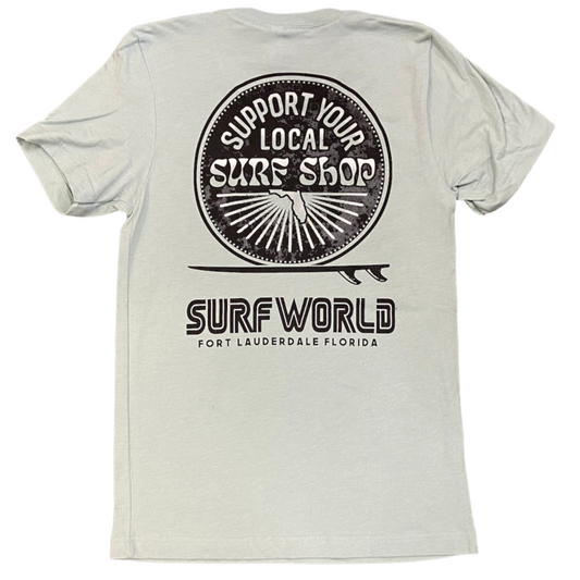 Surf World Support Your Local Surf Shop Tee Florida - Heather Sage Mens T Shirt