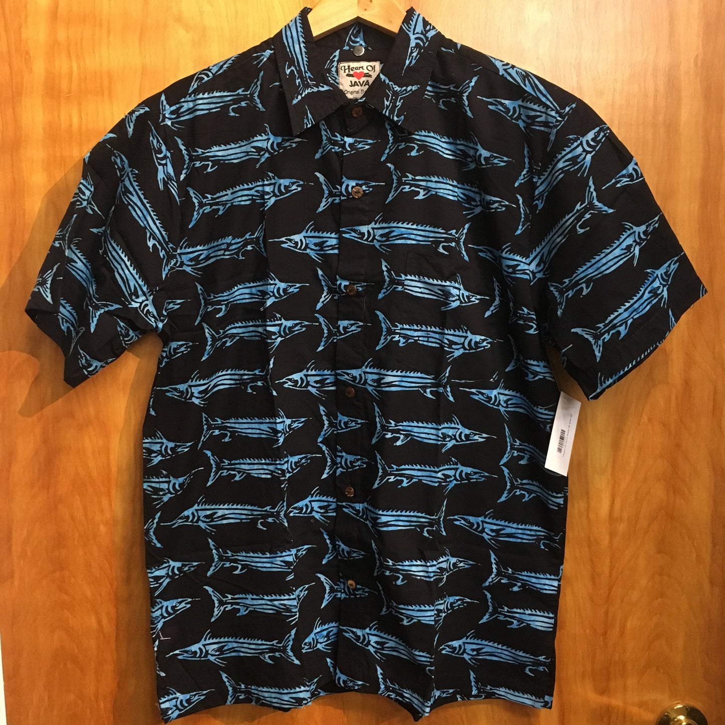 Heart of Java Batik Men's Shirts - Whaoo Black - Tribal Blue