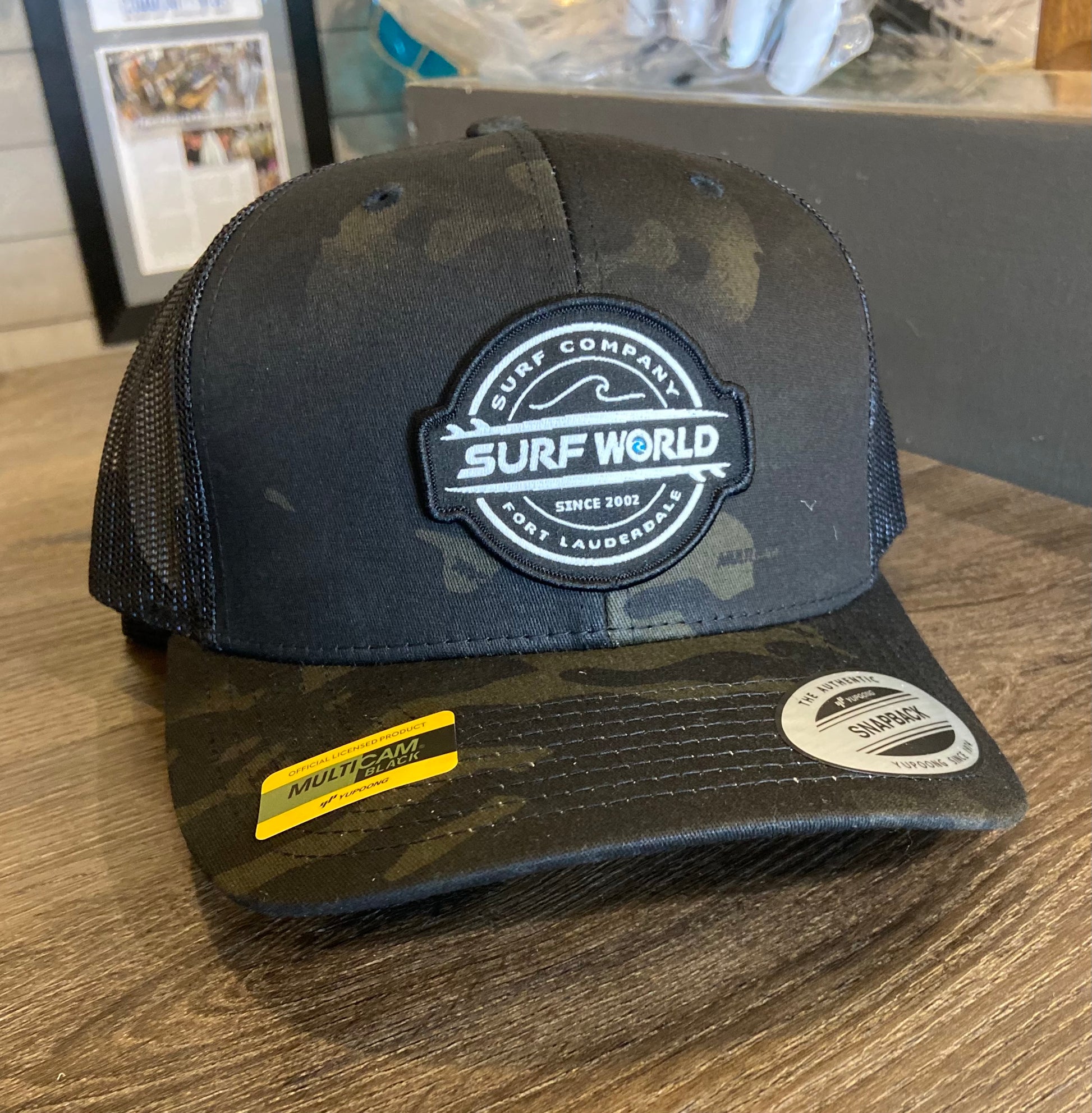 Surf World Double Boards Trucker Hat Mens Hat Black Multi Camo - One Size Fits Most