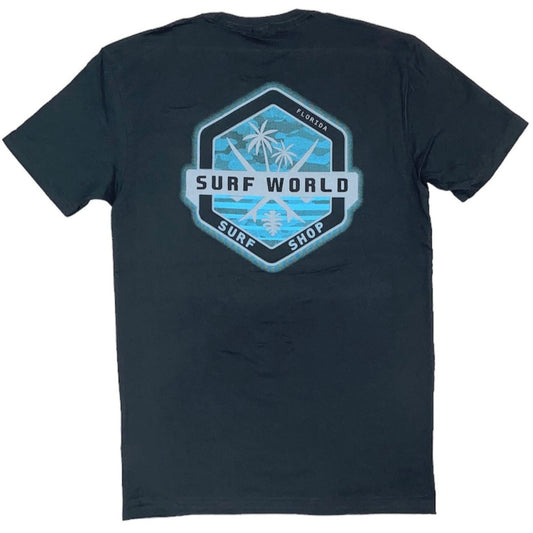 Surf World The Hex Boards and Palms Tee Shirt - Washed Black Mens T Shirt