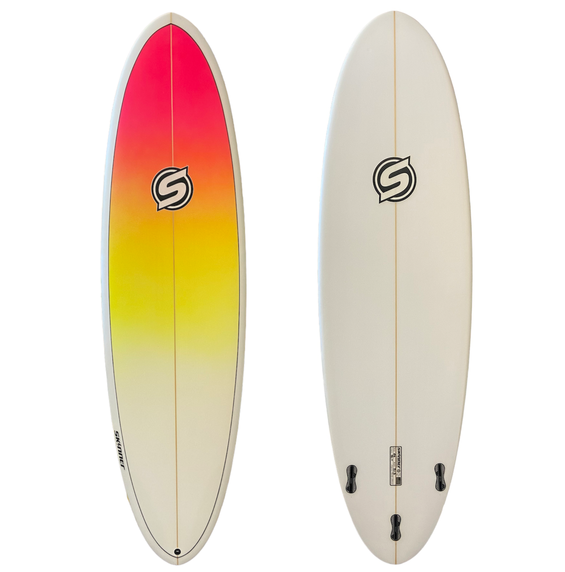 Skinner Surfboards 6'6" x 21.3 x 2.75" Poly Double Ender 5 FCS2 plugs 46L Surfboard