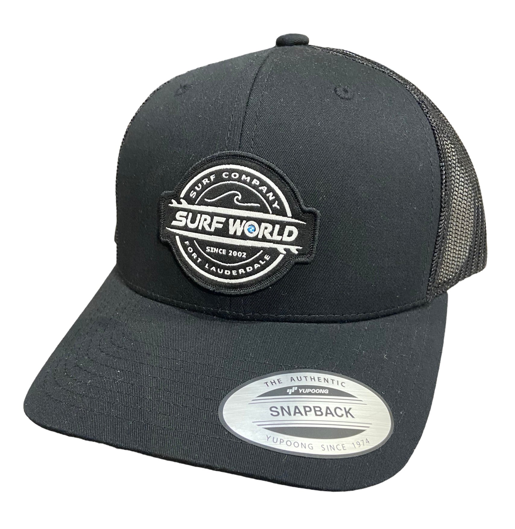 Surf World Double Boards Trucker Hat Mens Hat ALL Black trucker