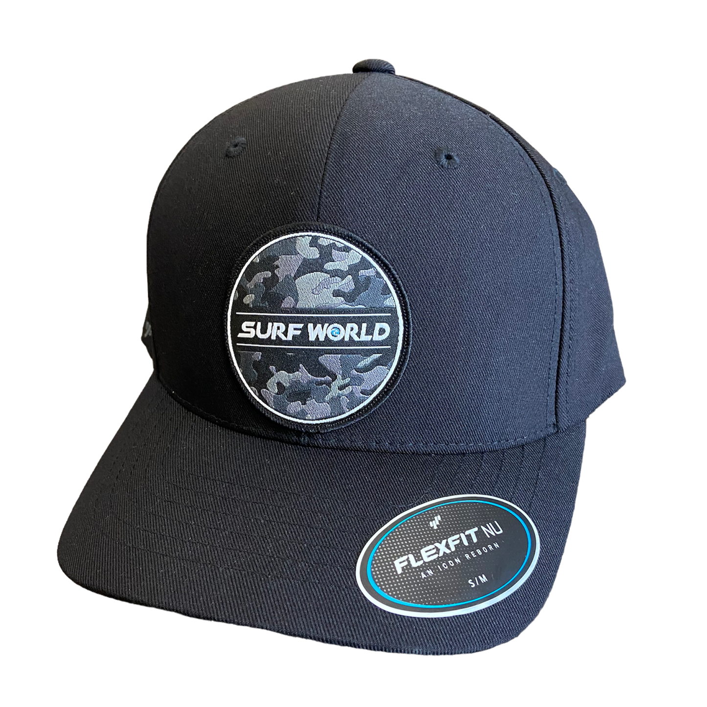Surf World Black Camo Circle Hat - Black Mens Hat Black Flexfit NU S/M