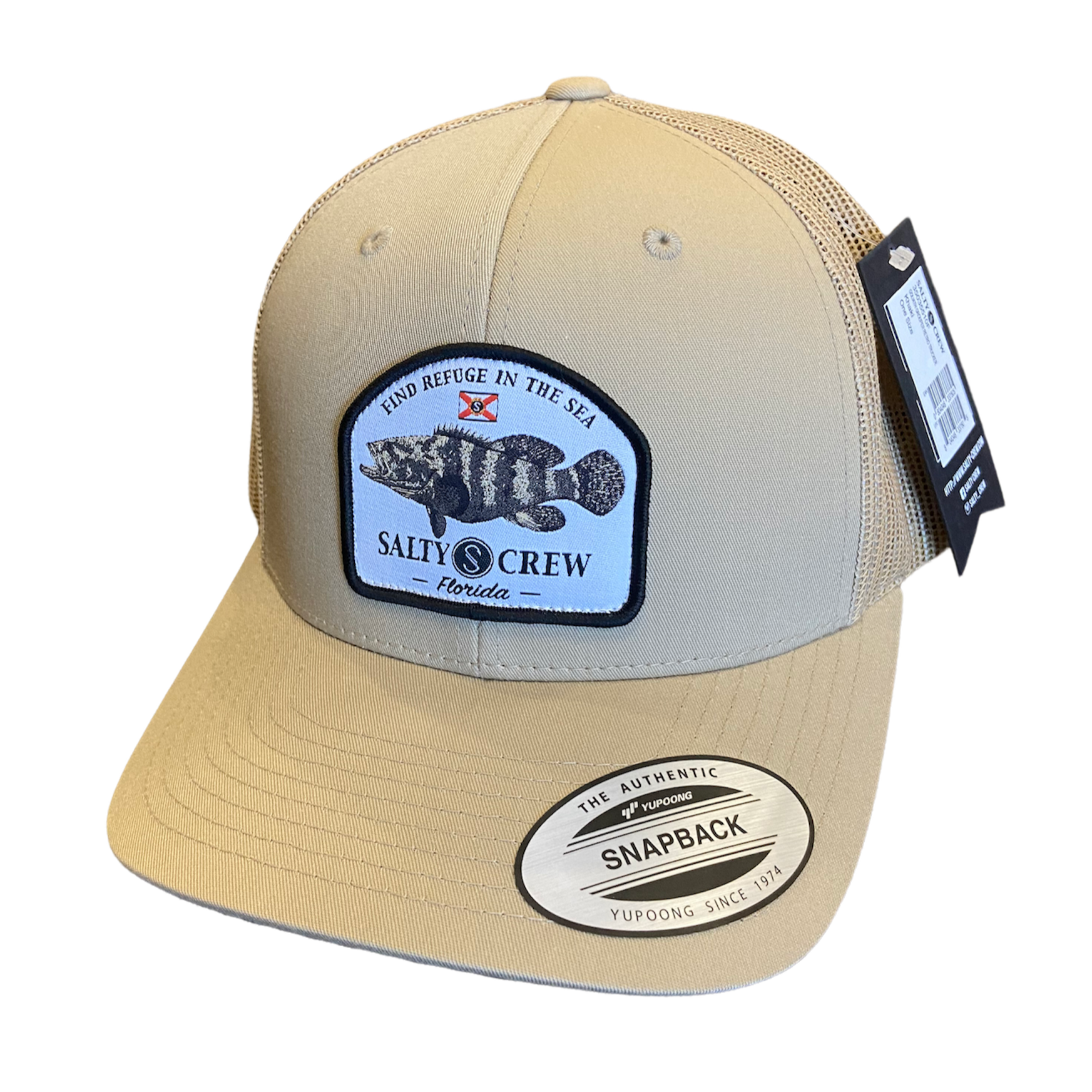Salty Crew Goliath Grouper Retro Trucker Hat - Khaki Hats