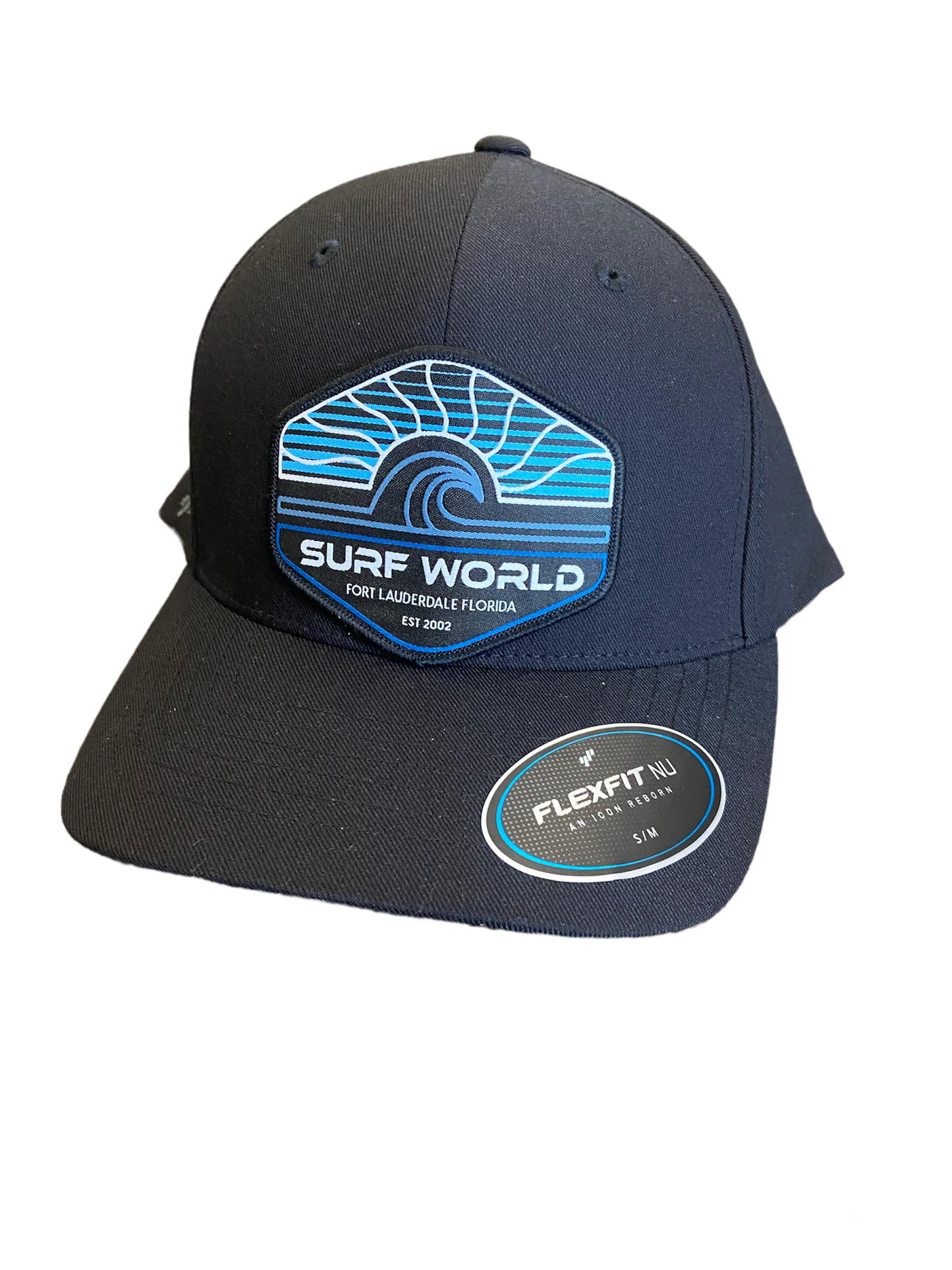 Surf World Sun Wave Lines Hat - Black Mens Hat Black NU Flex Fit S/M