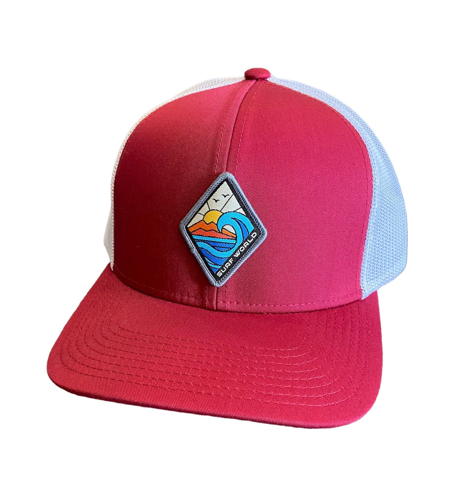 Surf World Flex Fit Uni Panel Sunset Waves Hat - Heather Navy Mens Hat Dark Pink Trucker Hat