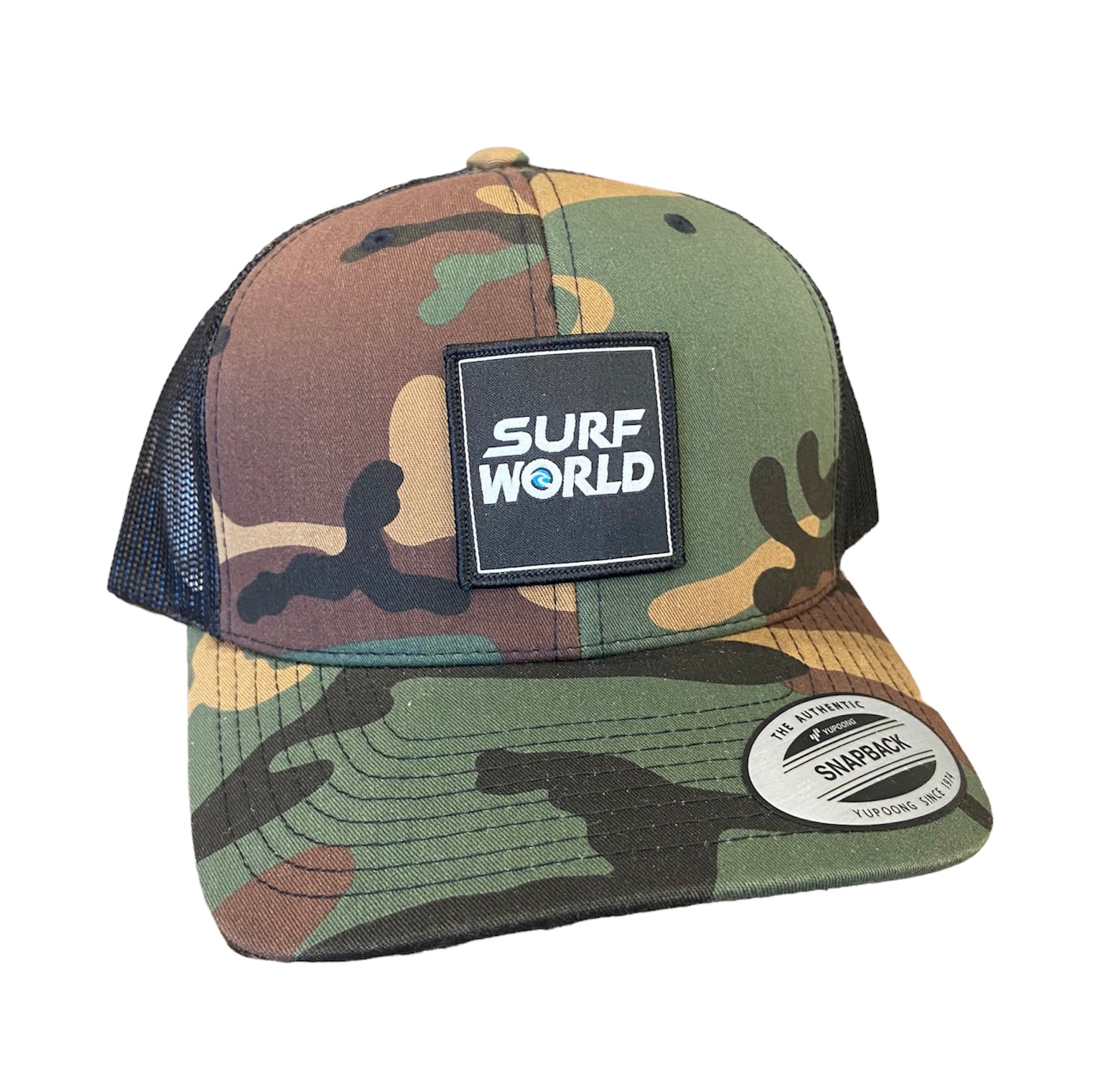 Surf World Boxy Logo 2023 Trucker Hat - Black Mens Hat Camo Trucker