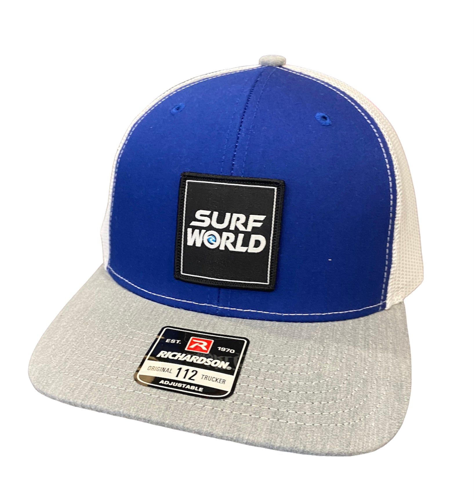 Surf World Boxy Logo 2023 Trucker Hat - Black Mens Hat Black Blue Trucker