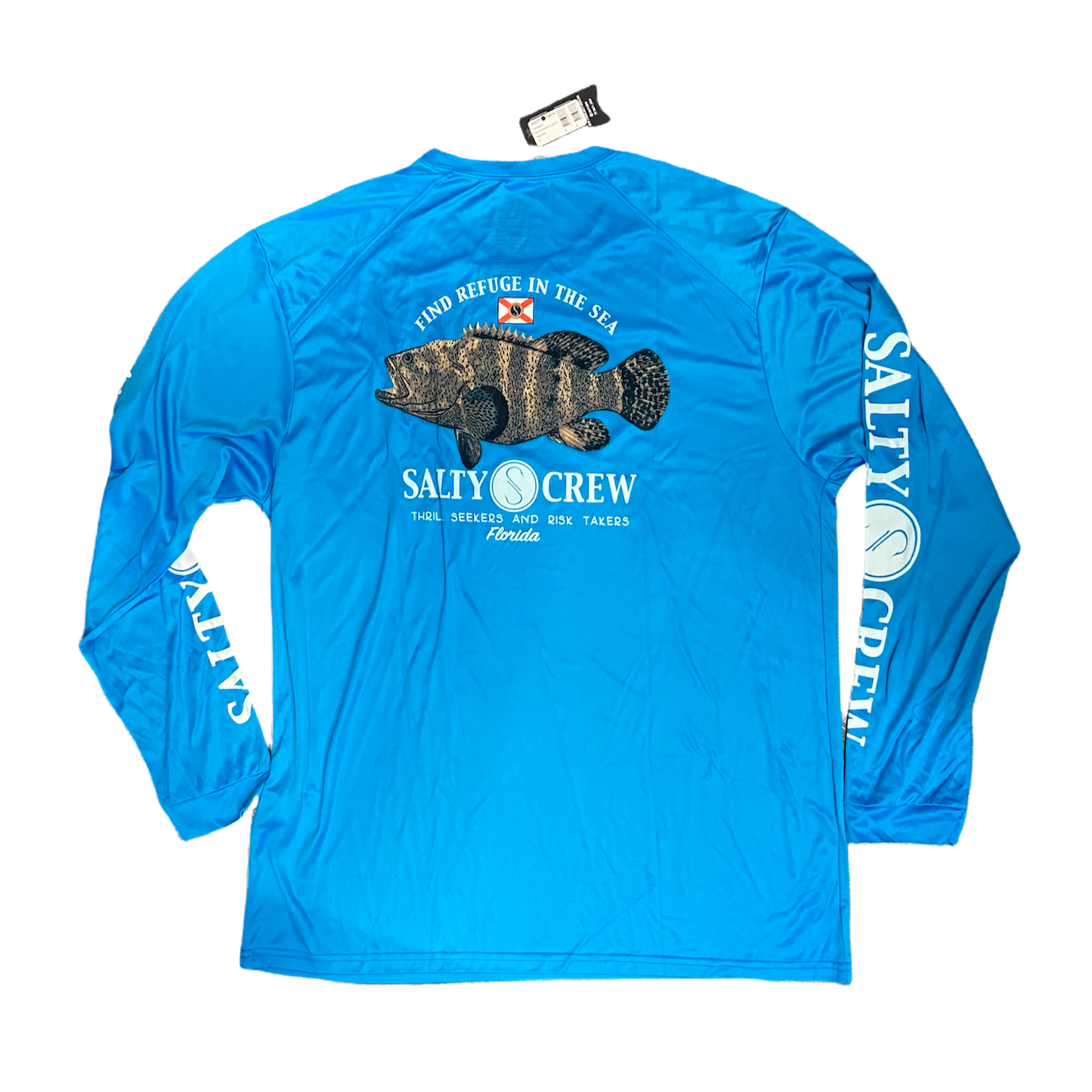 Salty Crew Goliath Grouper FL LS Mens Tech UV T Shirt - Sapphire Blue Rashguard Sun Protection