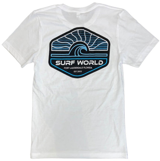 Surf World Wave Rays Short Premium Sleeve Tee - White Mens T Shirt