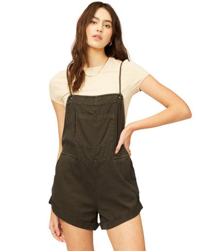 Billabong Wild Pursuit Short Overall - Off Black Romper