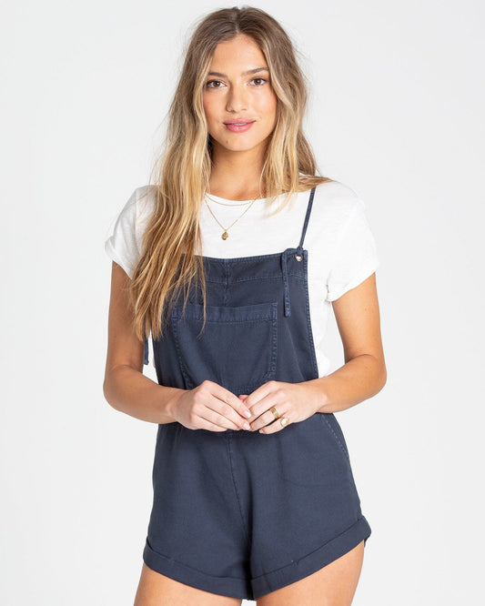 Billabong Wild Pursuit Short Overalls Romper - Ink Blue Romper