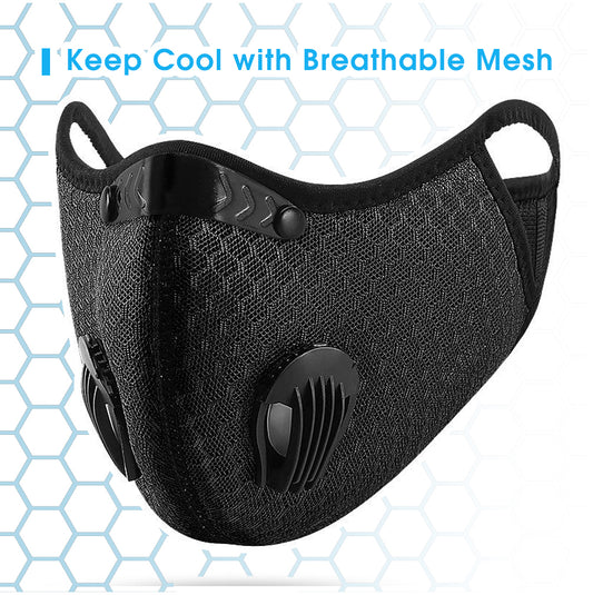 Face Masks with Secure Fit with Cooling Mesh Fabric - Black Protective Mask
