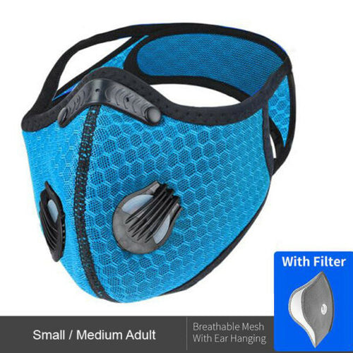 Mesh Face Mask with KN95 removable filter and exhale valves - Light Blue Face Mask