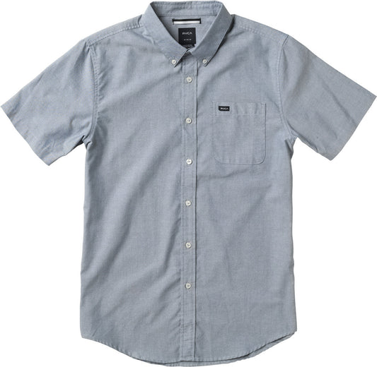 RVCA That'll Do Oxford Button Down Shirt in Distant Blue DBL Mens Woven