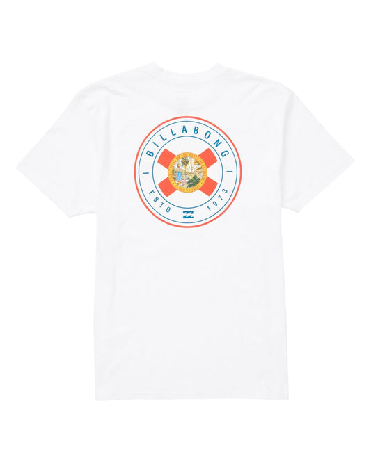 Billabong Native Rotor FL Mens T Shirt with Florida Flag Short Sleeve - White Mens T Shirt
