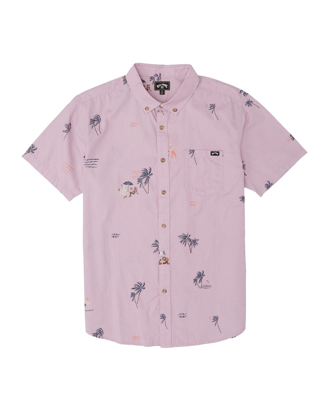 Billabong Sundays Mini SS Button Down Shirt - Pink Haze Mens Shirt