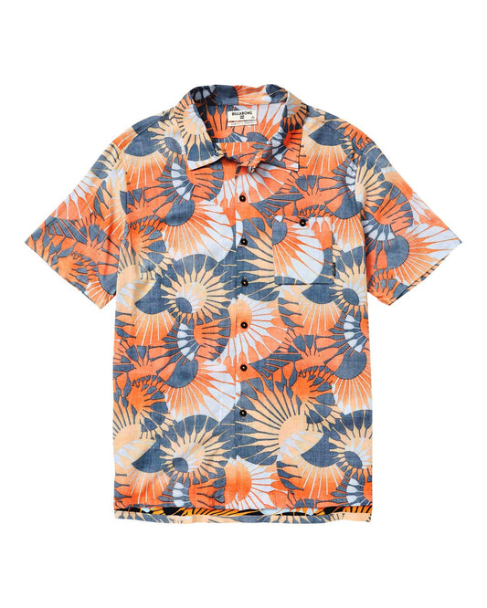 Sundays Vacay Printed Short Sleeve Shirt Orange Mens Woven