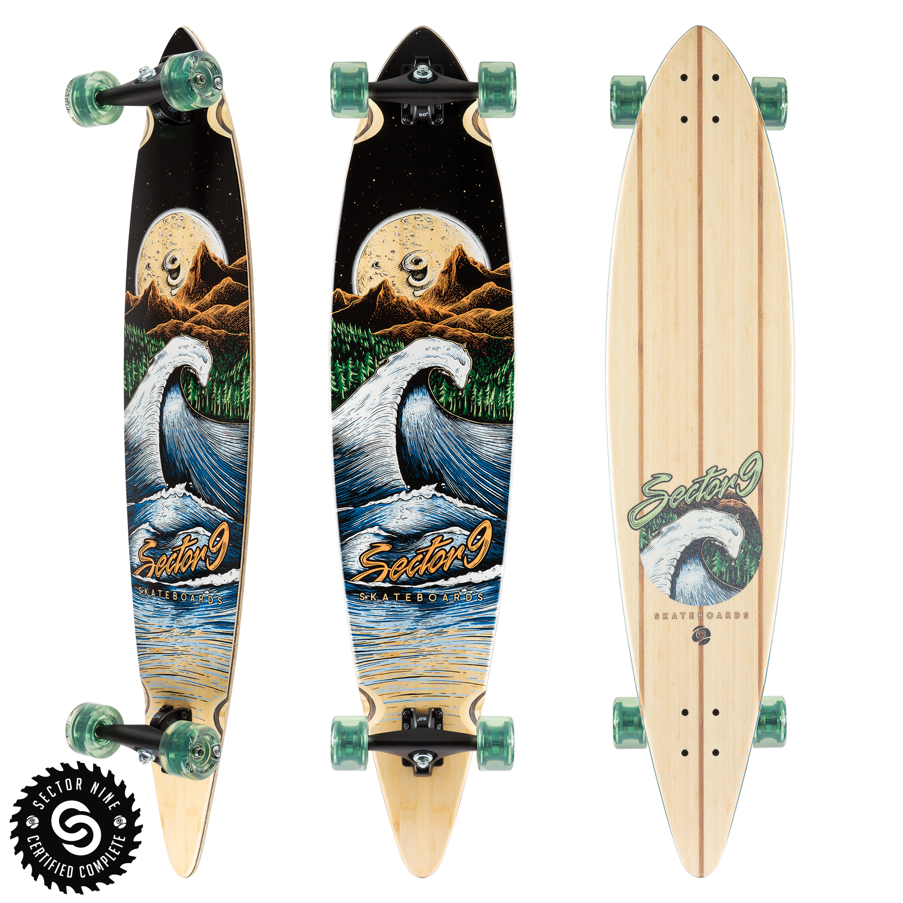 Sector 9 Bamboo Moonlight Maverick 44" Pintail Complete Longboard Skateboard Longboard Complete