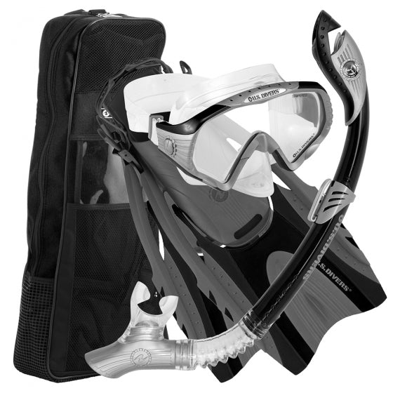 U.S. Divers Starbuck II LX Snorkel Kit - Aqua / Black snorkel LG XL (9-13) Mens Black