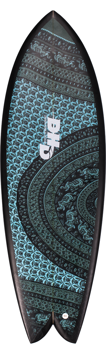 DHD 5'7 Mini Twin Aztec Black Surboard Surfboard