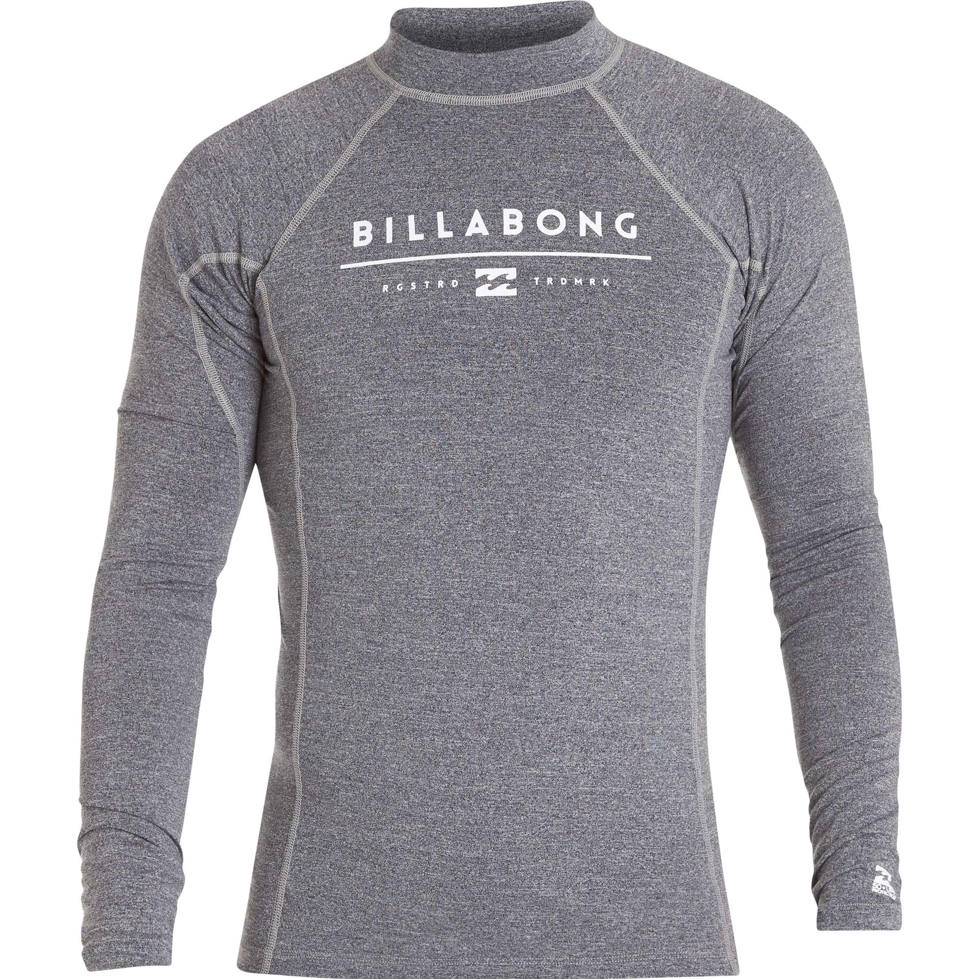 Billabong Men's All Day Unity Performance Fit Long sleeve Sunshirt/ Rashguard - Grey Heather Rashguard Sun Protection