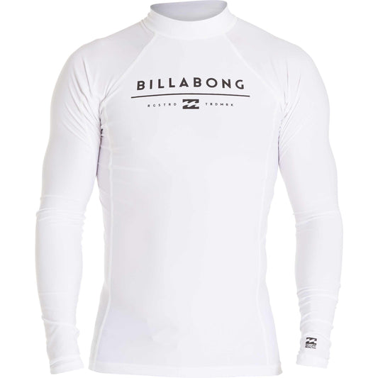Billabong Men's All Day Unity Performance Fit Longsleeve Rashguard/ Sunshirt - White Rashguard Sun Protection