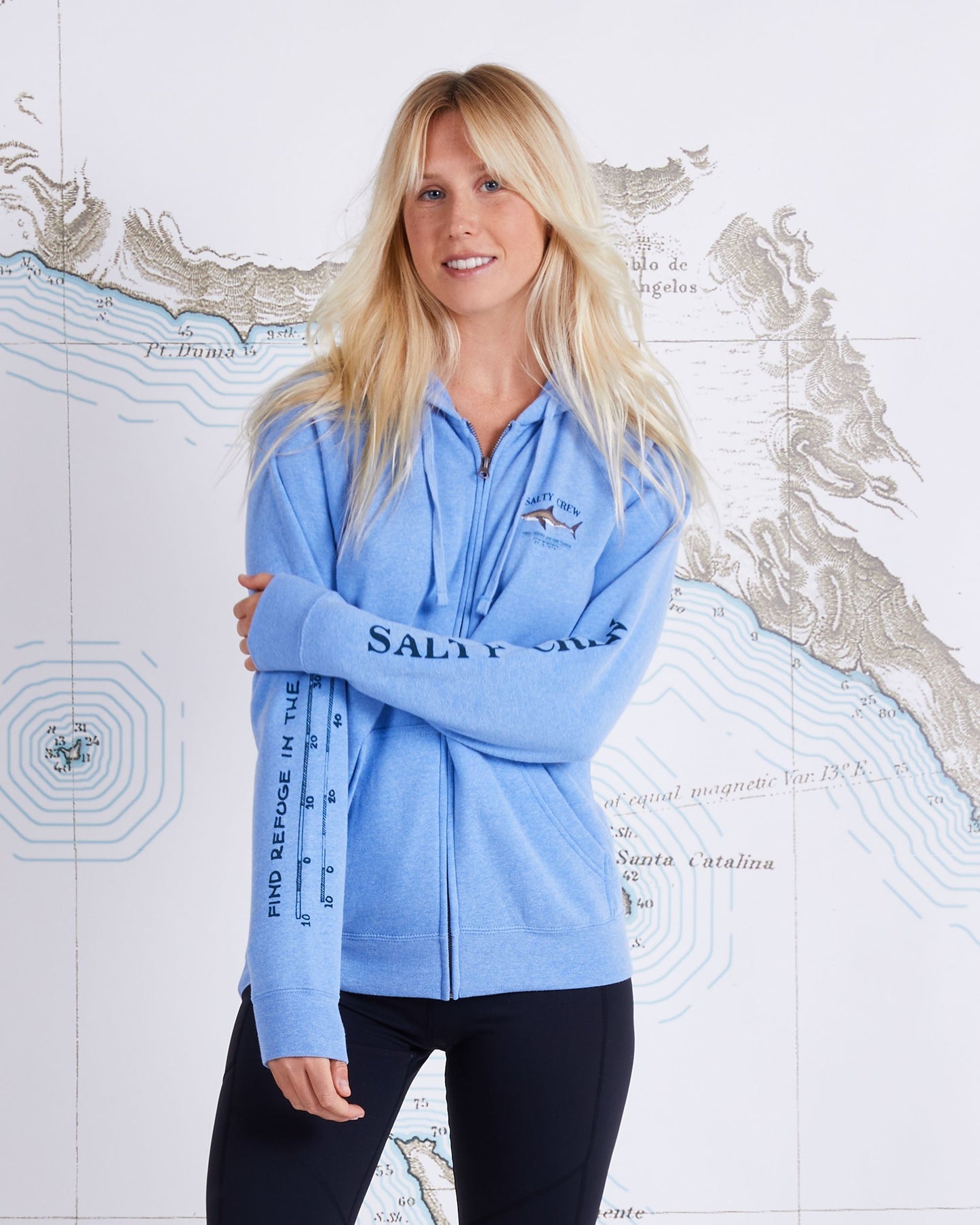 Salty Crew Bruce Zip Womens Hoodie - Sky Blue womens hoodie