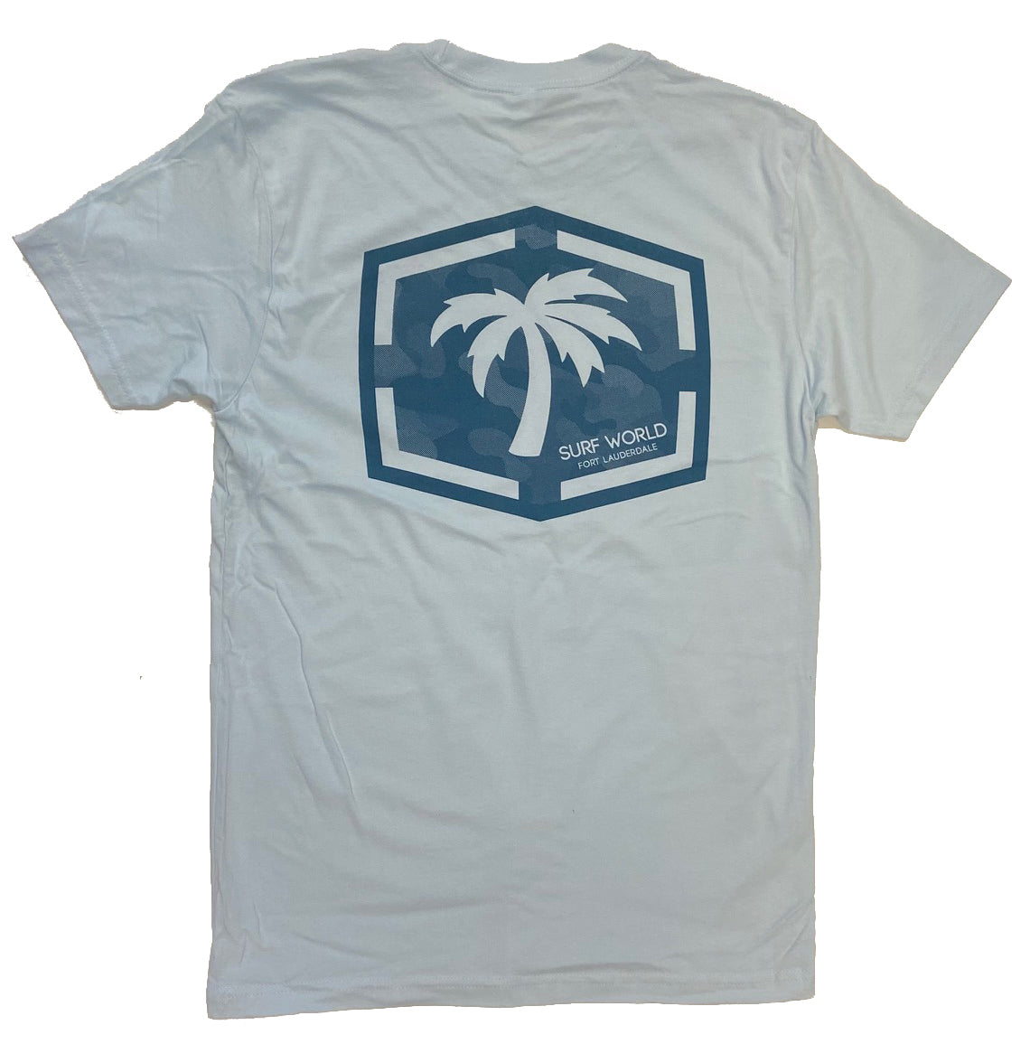 Surf World Lone Camo Palm Tee Shirt - Light Blue, Heather Grey Mens T Shirt