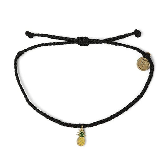 Pura Vida Black Pineapple Bracelet Gold Enamel Jewelry