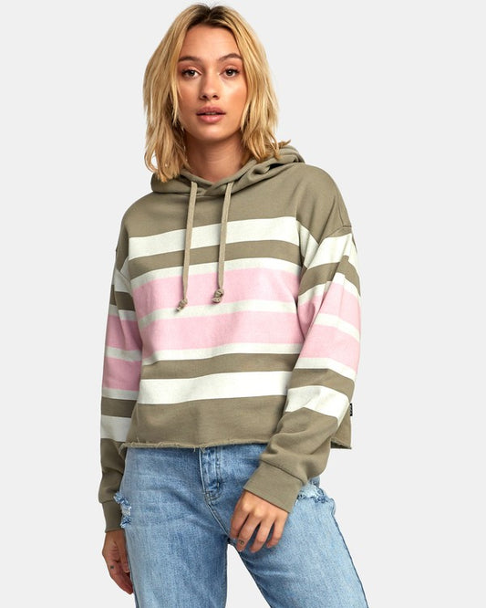 RVCA Quarter Striped Womens Hoodie - Sage womens hoodie