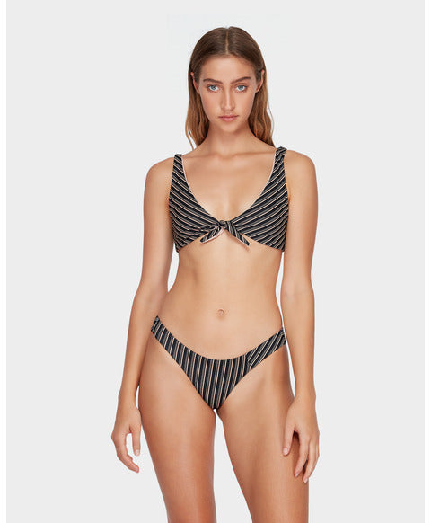 RVCA Amalfi Tie front Bikini Top Black womens swimwear