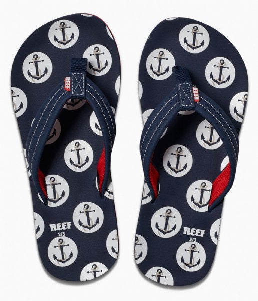 Reef Ahi Kids's Anchors Sandals - Navy youth footwear