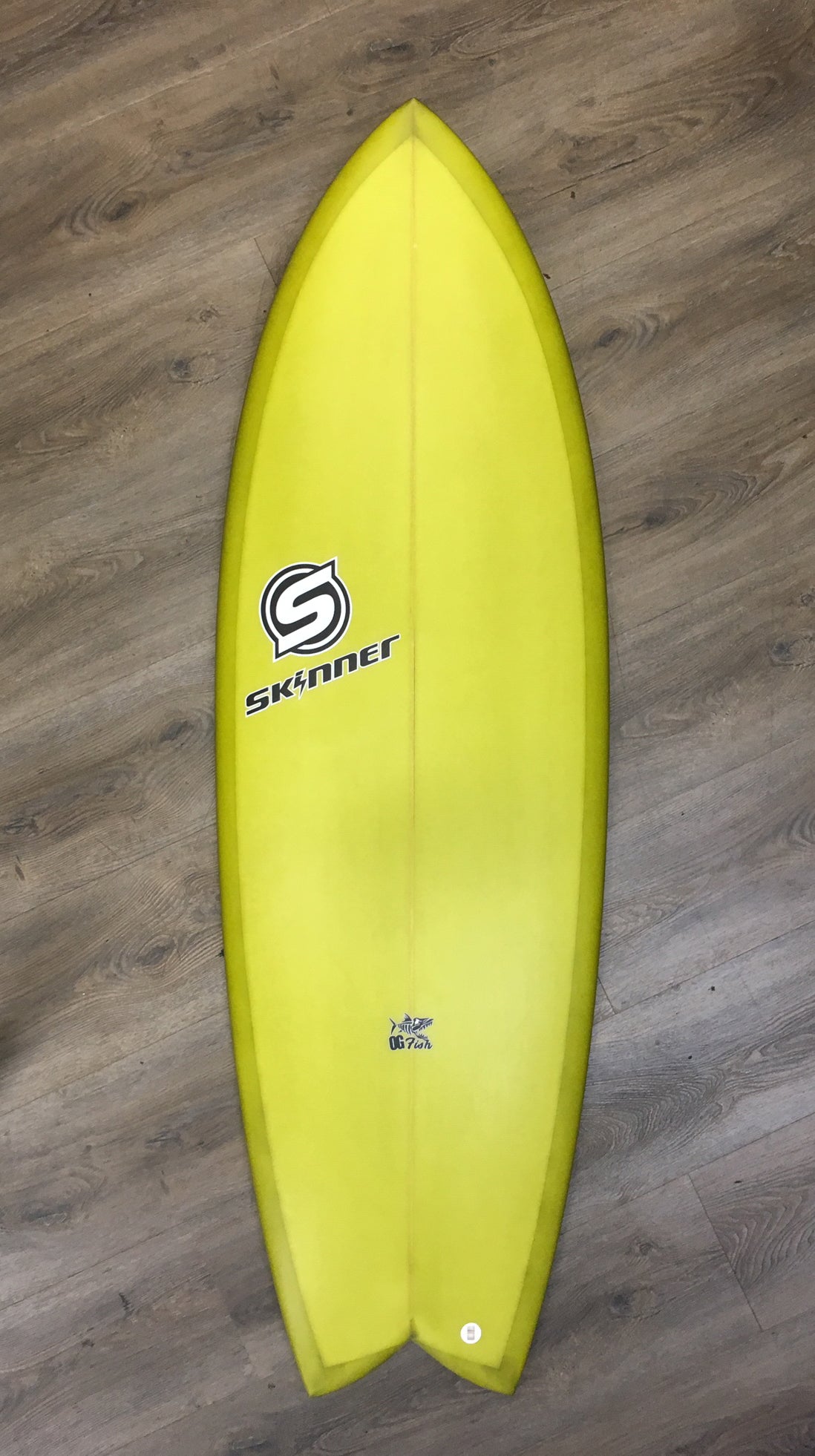 SOLD Skinner 5'8 OG Retro Fish Resin Tint Green Surfboard