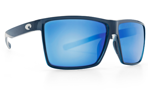Costa Rincon Shiny Black Ocearch Edition Blue Mirror Glass Polarized 580G Sunglasses Sunglasses