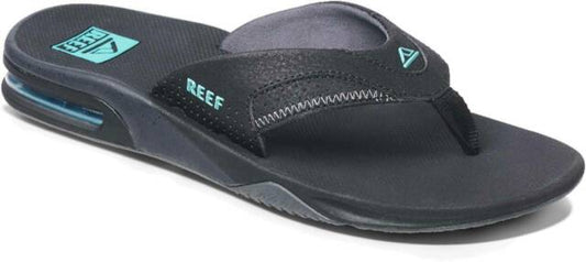 Reef Fanning Sandals bottle opener - Black Neon Blue Mens Footwear