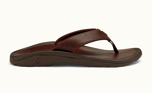 Olukai Kupuna Rum / Rum Brown Men's Leather Sandals Flip Flops 10293SKSK Mens Footwear