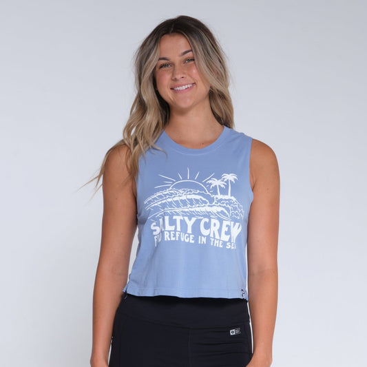 Salty Crew Shorebreak Crop Muscle Womens Tank - Marine Blue Womens T Shirt