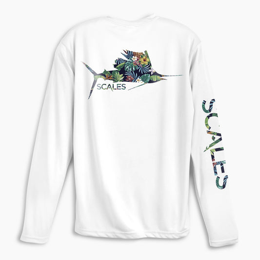 Scales Tropical Sail Performance Shirt - White Rashguard Sun Protection