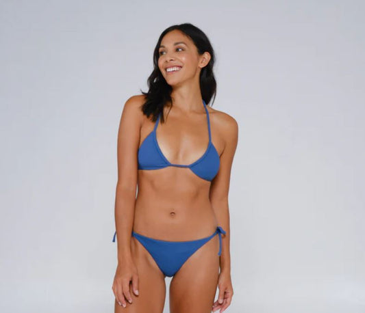 Salty Crew Seafarer Rib Bikini Top - Blue Steel womens swimwear