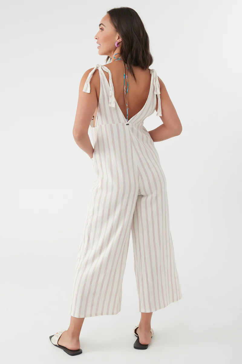 Oneill Sid Stripe Jumpsuit - Winter White Romper