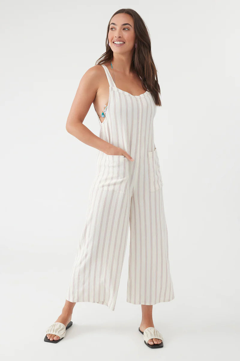 Oneill Sid Stripe Jumpsuit - Winter White Romper