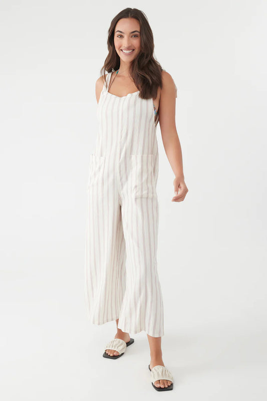Oneill Sid Stripe Jumpsuit - Winter White Romper