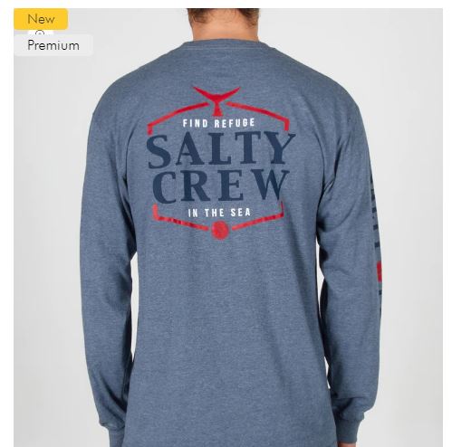 Salty Crew SkipJack Premium LS Mens T Shirt - Athletic Heather Mens Longsleeve Tee
