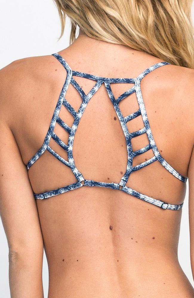 RVCA Sky Lights Triangle bikini Top - Navy womens swimwear